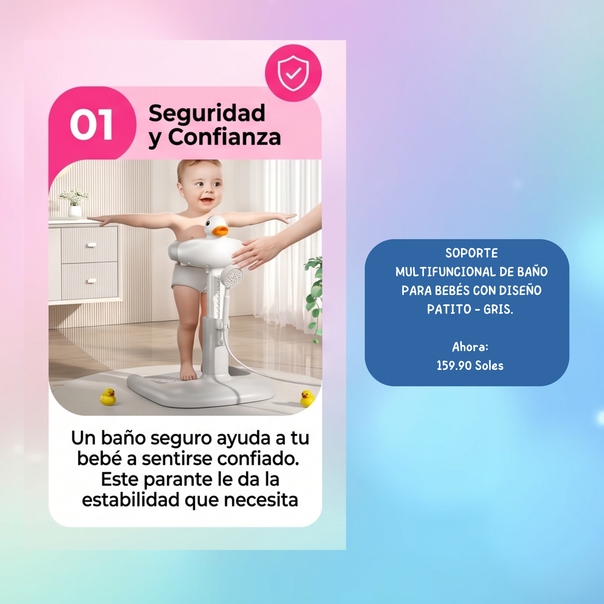 Soporte Multifuncional para bebé Patito - Gris